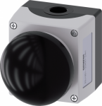 Enclosure for command devices 22 mm, round, Enclosure material metal, enclosure top part gray, 1 control point metal, Control point in center, A = palm pushbutton, black, momentary contact type, 1 NO, screw terminal, Floor mounting 3SU1851-2GA00-2AA1 ...
