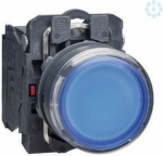 Blue flush complete illum pushbutton &Oslash;22 spring return 1NO+1NC 220...240V. range of product: Harmony XB5 - device short name: XB5 - fixing collar material: plastic - mounting diameter: 22 mm - operator additional information: with plain lens - contac ...