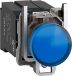 Pilot light, Harmony XB4, metal, protected LED light, blue, 22mm, with plain lens, universal LED, 40 XB4BV5B6 | 3389119039529