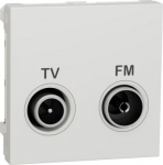 TV/FM socket, New Unica, mechanism, 2 modules, male IEC 9.52 mm, IP20, white NU345118 | 3606489467234