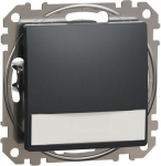 Push-Button, Sedna Design & Elements, 1-way, 12V, 10A, with blue locator and label holder, anthracit SDD114143L | 3606481480118