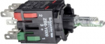 Green light block with body/fixing collar with integral LED 12...24V 1NO+1NC. range of product: Harmony XB6 - product or component type: complete body for illuminated pushbutton - device short name: ZB6 - fixing collar material: plastic - contacts ty ...
