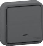 Push-button with LED and frame, Mureva Styl, flush mounting, grey MUR36628 | 3606480789540