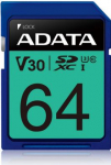 Memory card Premier Pro UHS-I SDXC, 64 GB, Flash memory class 10, U3, V30, 80 MB/s, 100 MB/s, Blue ASDX64GUI3V30S-R | 4713218463913