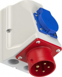 CEE-wall mounted plug 5x16A (3P+N+PE) 6h IP44 red, with safety socket 95215-6 | 9003399844416