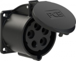 CEE-flanged socket 5x32A (3P+N+PE) 7h IP44/IP54 70x70 black 325-7 | 9003399047374