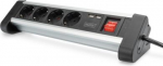 Extension 4 sockets 1.5m with 2USB, silver/black DA-70614 | 4016032443216