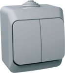 2 gang one way switch with locator light IP44 grey Cedar Plus WDE000651 | 3303432400279