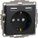 Socket outlet, grounded 2xUSB (A+A) anthracite Sedna Design SDD114052 | 3606481479839
