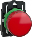 Red complete pilot light &Oslash;22 plain lens with integral LED 110...120V. range of product: Harmony XB5 - product or component type: complete pilot light - device short name: XB5 - fixing collar material: plastic - mounting diameter: 22 mm - operator add ...