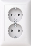 Socket 2-gang white, IP21, 302EUJT-916, Saga 2TKA00004982 | 6438199011028