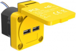 Charging socket USB type A 2x5V(2,1A), IP54, yellow U25050 | 9003399516733