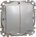 Two gang switch IP44 10AX aluminium Sedna Design SDD213105 | 3606481482082