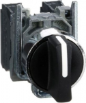 Black complete selector switch &Oslash;22 3-position stay put 2NO. range of product: Harmony XB4 - device short name: XB4 - fixing collar material: zamak - mounting diameter: 22 mm - shape of signaling unit head: round - contacts operation: slow-break - con ...