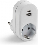 Extension 1 socket 16A IP20, USB A+USB C, white FM1321 | 8429760829454