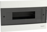 Consumer unit Easy9 EU, flush, 12 modules, 2 earth/neutral terminal blocks, smoked door EZ9EUA112 | 3606486369982