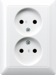 Socket outlet, 2-gang, surface 16A/250V, w/o earthing, white, AS500 AS5010UWW | 4011377330559