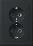 Double socket outlet, black, 302EUJT-885, Impressivo 2TKA00003863 | 6438199005348