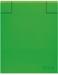 Color: Green.   16 A ; 250 V~.   Support for waterproof socket IP54 IK08.   For panels.   Child protection.   Lid with 180&ordm; opening angle.   UNE 20315 /IEC 60884-1. 2CLA328800A8001 | 8427238197241
