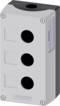 Enclosure for command devices, 22 mm, round, Enclosure material metal, enclosure top part gray, 3 control points, without equipment, Recess for labels, floor mounting, 1xM20 each on top and bottom 3SU1853-0AA00-0AB1 | 4011209970236