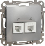 Telephone socket, Sedna Design & Elements, 2xRJ11, PRO, aluminium SDD113492 | 3606481467041