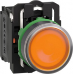 Illuminated push button, Harmony XB5, plastic, orange flush, 22mm, universal LED, plain lens, 1NO + XB5AW35M5 | 3389110904208