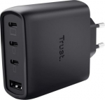 MOBILE CHARGER WALL MAXO 65W/4-PORT GAN BLACK 26067 TRUST 26067 | 8713439260670