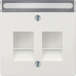 Cover plate for 2xfor support plates Modular jack connector, with shutter and label, titanium white, DELTA style 5TG1343 | 4001869385624