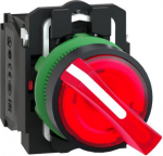 Illuminated selector switch, Harmony XB5, grey plastic, red handle, 22mm, universal LED, 2 positions XB5AK124M5 | 3389110903591