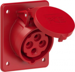 CEE-flanged socket 4x16A(3P+PE) 6h IP44 TT 80x97 sloping red 414-6TTF8 | 9003399269912