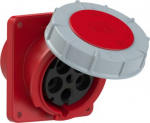 CEE-receptacle socket flange 5x125A(3P+N+PE) 6h IP67 PCS 120x130 angled red POWER TWIST 4456-6 | 9003399112126