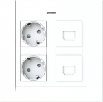 Includes:   - 1x Flush mounting box 2 columns T1092.   - 1x Styling cover T1172 BL.   - 1x Double Schuko socket outlet T1088 BL.   - 1x Double support for data outlets T1016.3 BL.   Length x Width: 175 x 176 mm. 2CLA112010T1001 | 8427238227832