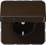 Socket outlet with hinged lid, 16A/250V, earthed, screwless, brown, CD CD1520BFKLBR | 4011377061989