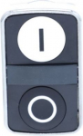 White flush/black flush double-headed pushbutton &Oslash;22 with marking. range of product: Harmony XB4 - device short name: ZB4 - mounting diameter: 22 mm - operator profile: 2 flush pushbuttons - operators description: white ''I'' - black ''O''. ZB4BA7121 ...