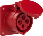 CEE-flanged socket 4x16A (3P+PE) 6h IP44 75x75 red 314-6F7 | 9003399044434