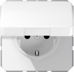 Socket outlet with hinged lid, 16A/250V, earthed, screwless, white, CD CD1520BFKLWW | 4011377061972