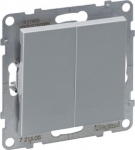 SUNO 2-GANG ONE-WAY SWITCH 10AX AUTOMATIC TERMINALS ALUMINIUM 721305 | 3414972040334