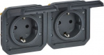 PLEXO 2 GANG PREWIRED HORIZONTAL GERMAN STD SOCKET - ANTHRACITE - MECHANISM 069879L | 3414971884311