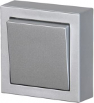 Surface mounting switch with screwless terminals. The terminals are for max 2 solid or rigid wires. Including switch insert, rocker, surface mounting frame and bottom. 2TKA00001606 | 6438199003276