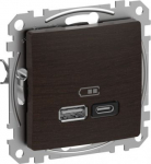 USB charger, Sedna Design & Elements, type A+C, 3A, 45W, PRO, wood wenge impression SDD181404 | 3606482079052