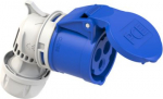 CEE connector angled 3x16A (2P+PE) 6h IP44 SHARK with cap blue 8213-6 | 9003399877858