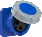 CEE-flanged socket 3x63A(2P+PE) 6h IP67 POWER TWIST 100x107 blue 333-6FC | 9003399200045
