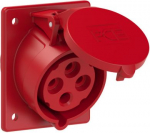 CEE-flanged socket 4x32A(3P+PE) 6h IP44 TT 80x97 sloping red 424-6TT | 9003399581793