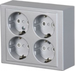 There is 2 times 2-gang socket outlet inserts in one unit. The socket outlet inserts are internally connected. In one socket outlet insert there are terminals for each contact of the socket outlet for max 4 rigid wires. No X-terminals. 2TKA00001615 | ...