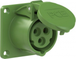 CEE-flanged socket 3x16A (2P+PE) 2h IP44/IP54 70x70 green 313-2 | 9003399182440