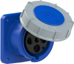 CEE-flanged socket 4x63A(3P+PE) 9h IP67 POWER TWIST 100x107 blue 334-9FC | 9003399225413