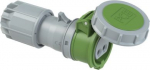CEE connector 2x16A 24/42VAC >400-500Hz IP67 TWIST with cap green 2822-11V