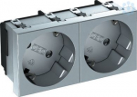 STD-D3 AL Double socket outlet, grey, beveled 6120114 | 4012197256128