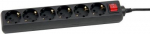 Extension 6 sockets 5m with switch 3x1,5mm, black 188605 PAGACU435.1 | 4744984013477