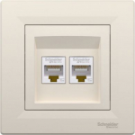 Single data outlet 2xRJ45 cat5e UTP with frame cream Asfora EPH4400123 | 3606480527005